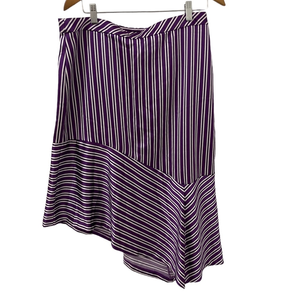 Banana Republic Purple White Navy Assymetrical Skirt like Satin. Never worn.
